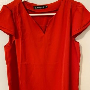 Medium Allegra K red short sleeve blouse NWOT